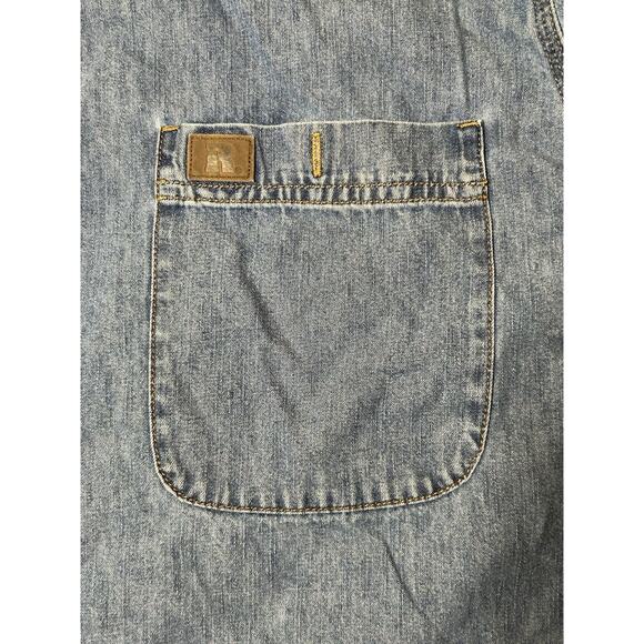 Wrangler Jean Jacket Mens Large Riggs Workwear Button Up Long Sleeve Denim Blue - Picture 7 of 10